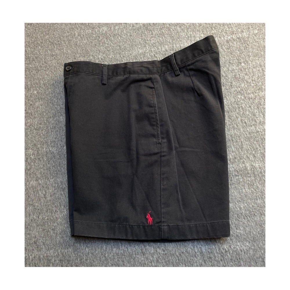 Ralph Lauren Sport Black Chino Shorts Red Pony Logo Cotton Twill Size 10 Womens